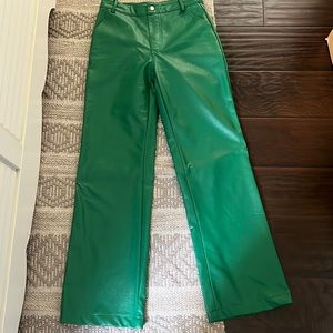 Green pleather pants from Princess Polly